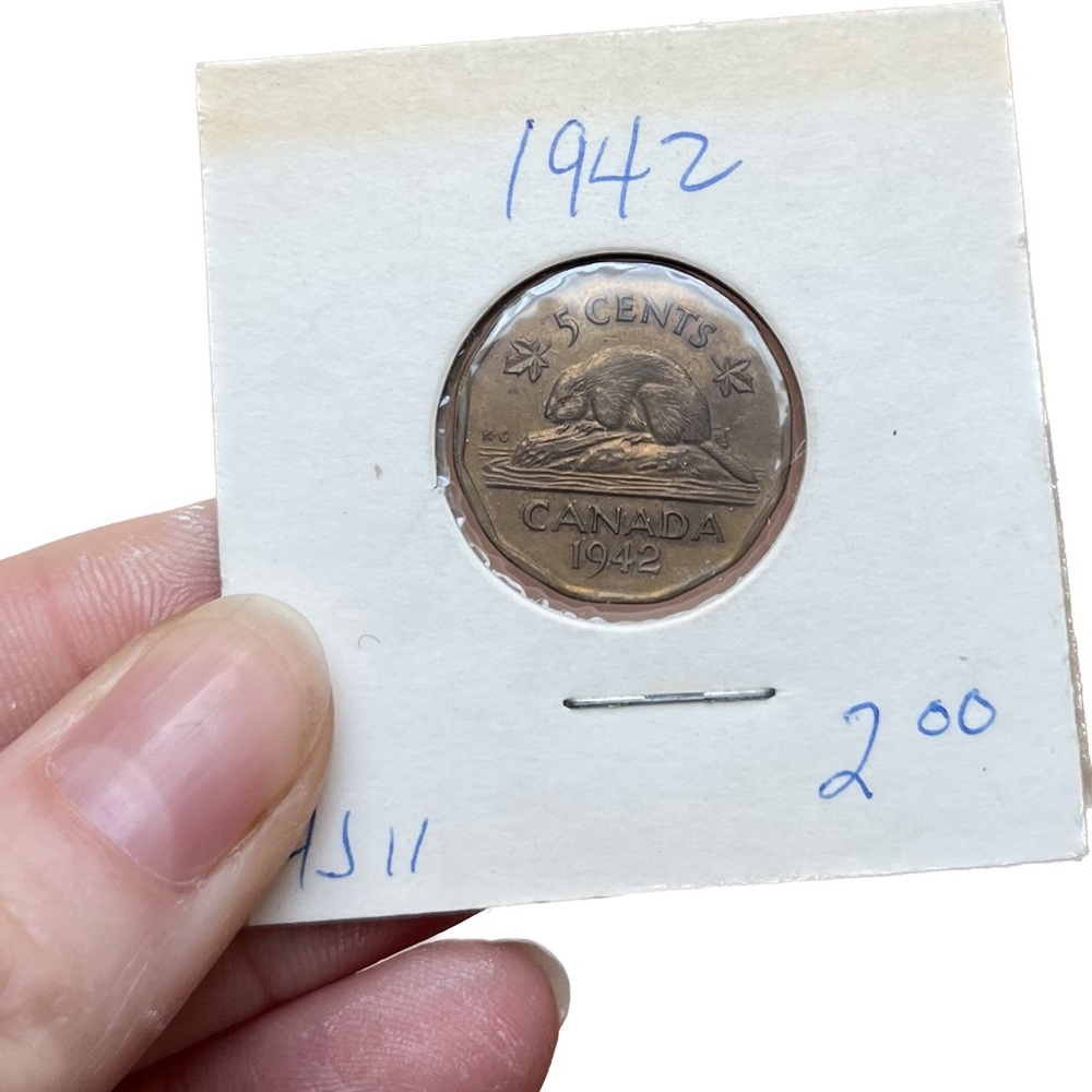 🎈$10 add on - 1942 Tombac 5 CENTS - Beaver - George VI